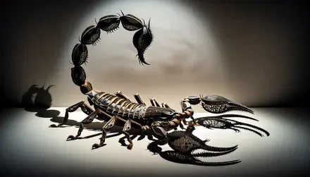A striking 4K Ultra HD wallpaper featuring a detailed scorpion, showcasing its intricate patterns and features against a soft, dramatic background.