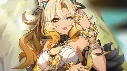 Xilonen from Genshin Impact is depicted in this HD PC desktop wallpaper, showcasing her striking features and detailed attire in a captivating gaming environment.