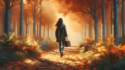 Autumn woman forest HD Desktop Wallpaper | Background Image