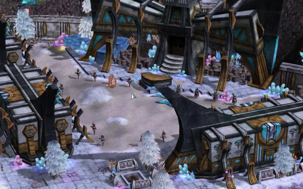 A vibrant HD desktop wallpaper featuring an intriguing scene from the video game Ragnarok Online, showcasing a detailed landscape with unique structures and icy elements.