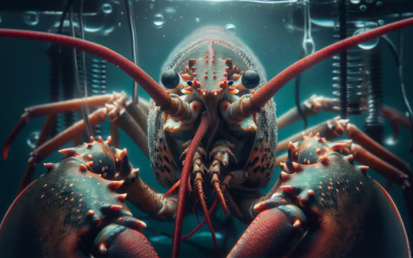 A stunning HD desktop wallpaper featuring a close-up of a lobster, showcasing its intricate details and vibrant colors against a dark underwater background.
