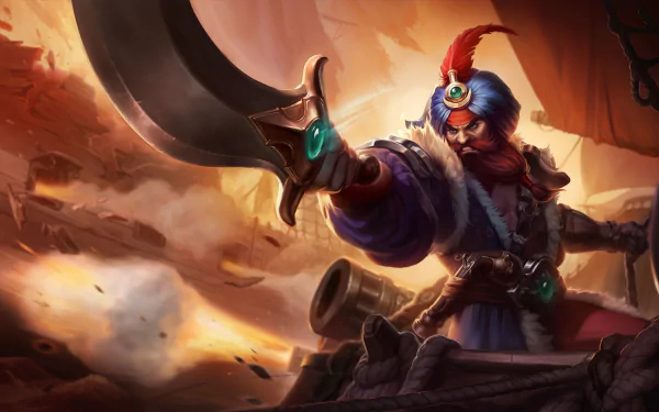 HD wallpaper featuring Gangplank from League of Legends, showcasing vibrant colors and dynamic visuals that capture the essence of this popular video game character.