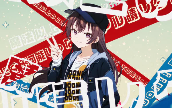 HD PC desktop wallpaper featuring Yuki Suou from the anime Alya Sometimes Hides Her Feelings with vibrant red, blue, and white graphic elements.