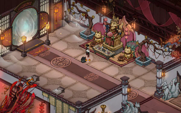 HD desktop wallpaper featuring artwork from the video game Realm of Ink, showcasing vibrant colors and imaginative designs that enhance any screen background.