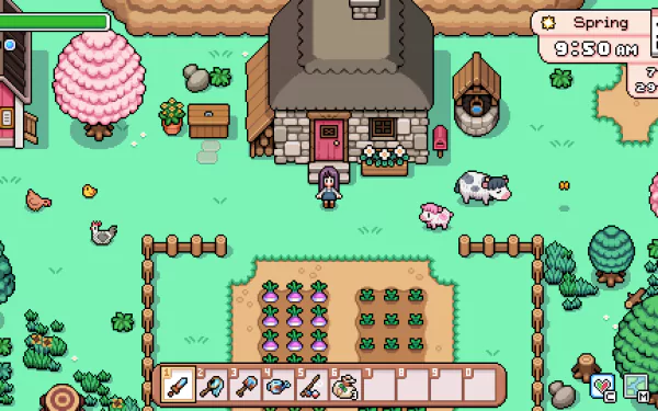 HD desktop wallpaper from the video game Fields of Mistria, featuring a stunning landscape that immerses you in its enchanting world.