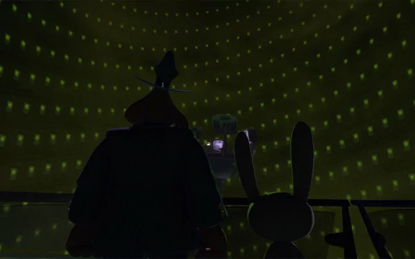 HD desktop wallpaper featuring characters from the video game Sam & Max: The Devil's Playhouse, showcasing their unique art style and vibrant colors.