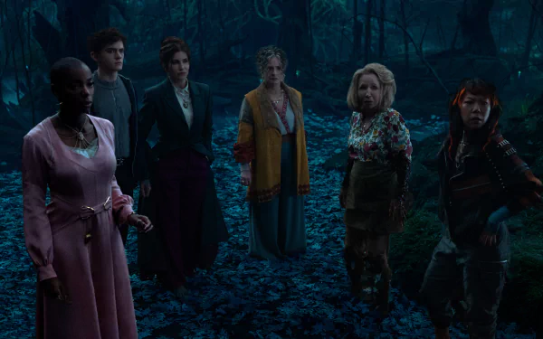 HD desktop wallpaper featuring scenes from the TV show Agatha All Along, capturing the show's intriguing essence and vibrant visuals. Great for fans of the series.