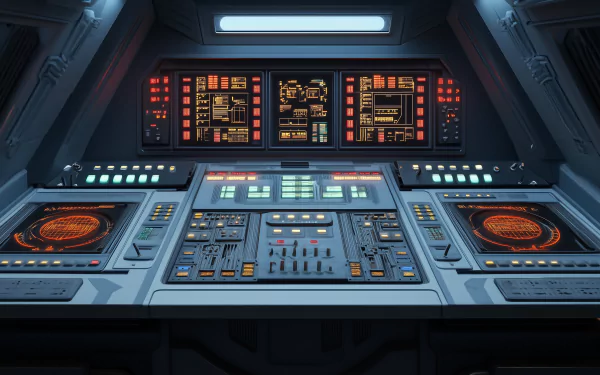A sleek spaceship control panel design serves as an HD desktop wallpaper, blending futuristic elements with a sophisticated aesthetic for an engaging background.