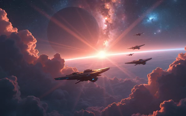 Sci Fi space spaceship cloudscape HD Desktop Wallpaper | Background Image