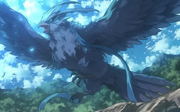 HD wallpaper featuring Articuno, the legendary Pokémon from Pokémon, soaring through a vibrant sky with stunning details and dynamic colors.