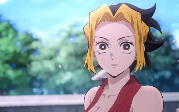 A vibrant HD desktop wallpaper featuring Makio from the anime Demon Slayer: Kimetsu no Yaiba, showcasing her dynamic design and captivating presence in stunning detail.