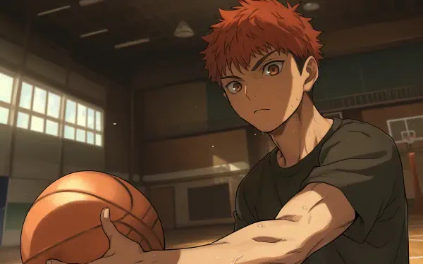 HD wallpaper featuring Hanamichi Sakuragi from Slam Dunk, highlighting his determination on the basketball court. A dynamic and vibrant anime scene captures the spirit of the game.