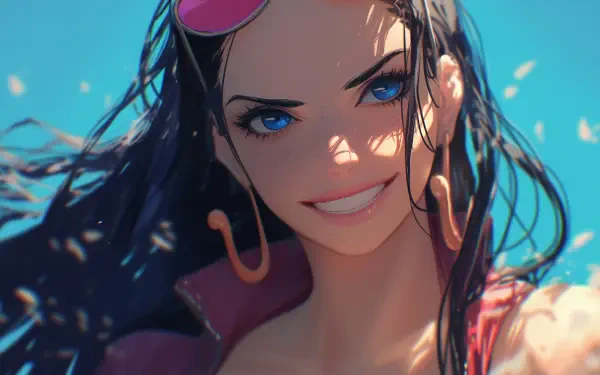 A high-definition desktop wallpaper featuring Nico Robin from the anime One Piece, showcasing her character in a vibrant and dynamic style.