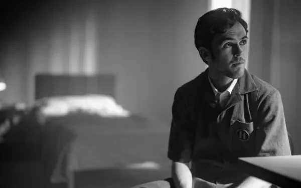 HD desktop wallpaper featuring imagery from the 2024 TV show Kaos, designed to enhance your screen with captivating visuals. Enjoy a striking backdrop for your device.