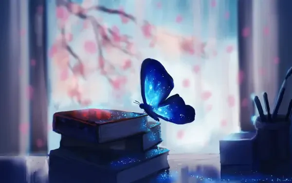 HD desktop wallpaper featuring elements from the video game Life Is Strange, including a butterfly and a book, creating a captivating and immersive background.