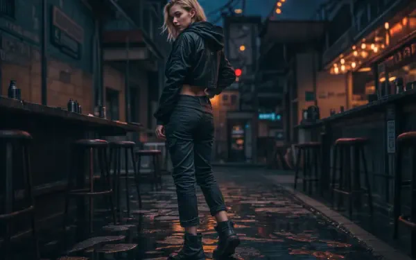  woman in a bar