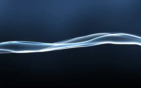 A smooth, flowing wave of light against a deep blue background, showcasing the Frutiger Aero design, creating a serene and modern HD desktop wallpaper experience.