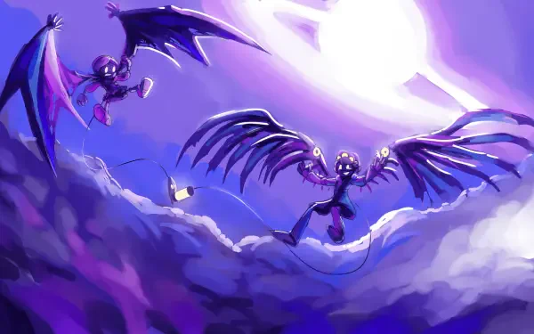 A vibrant HD desktop wallpaper featuring characters and themes from the TV show Murder Drones, capturing the show's unique aesthetic and atmosphere.