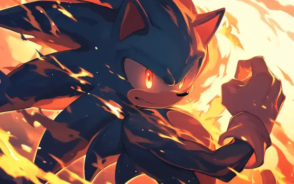 An HD desktop wallpaper featuring Sonic the Hedgehog, portrayed with intense colors and dynamic energy, capturing the essence of the iconic video game character.
