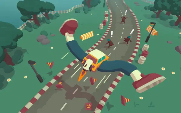 A vibrant 4K Ultra HD background featuring artwork from the video game WHAT THE CAR? showcasing its unique, whimsical style and engaging visuals.