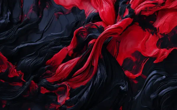 An abstract 4K Ultra HD wallpaper featuring dynamic swirls of black and red, creating a striking visual contrast and depth for a dramatic effect.