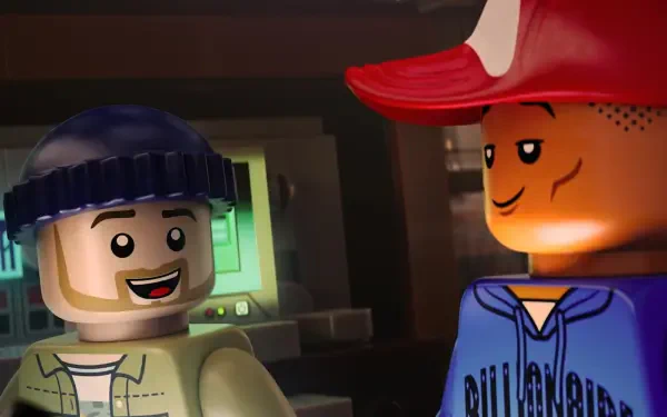 An HD wallpaper featuring characters from the movie Piece by Piece, showcasing a playful interaction between two animated figures in a vibrant setting.