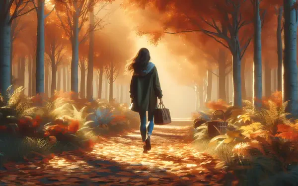 Autumn woman forest HD Desktop Wallpaper | Background Image