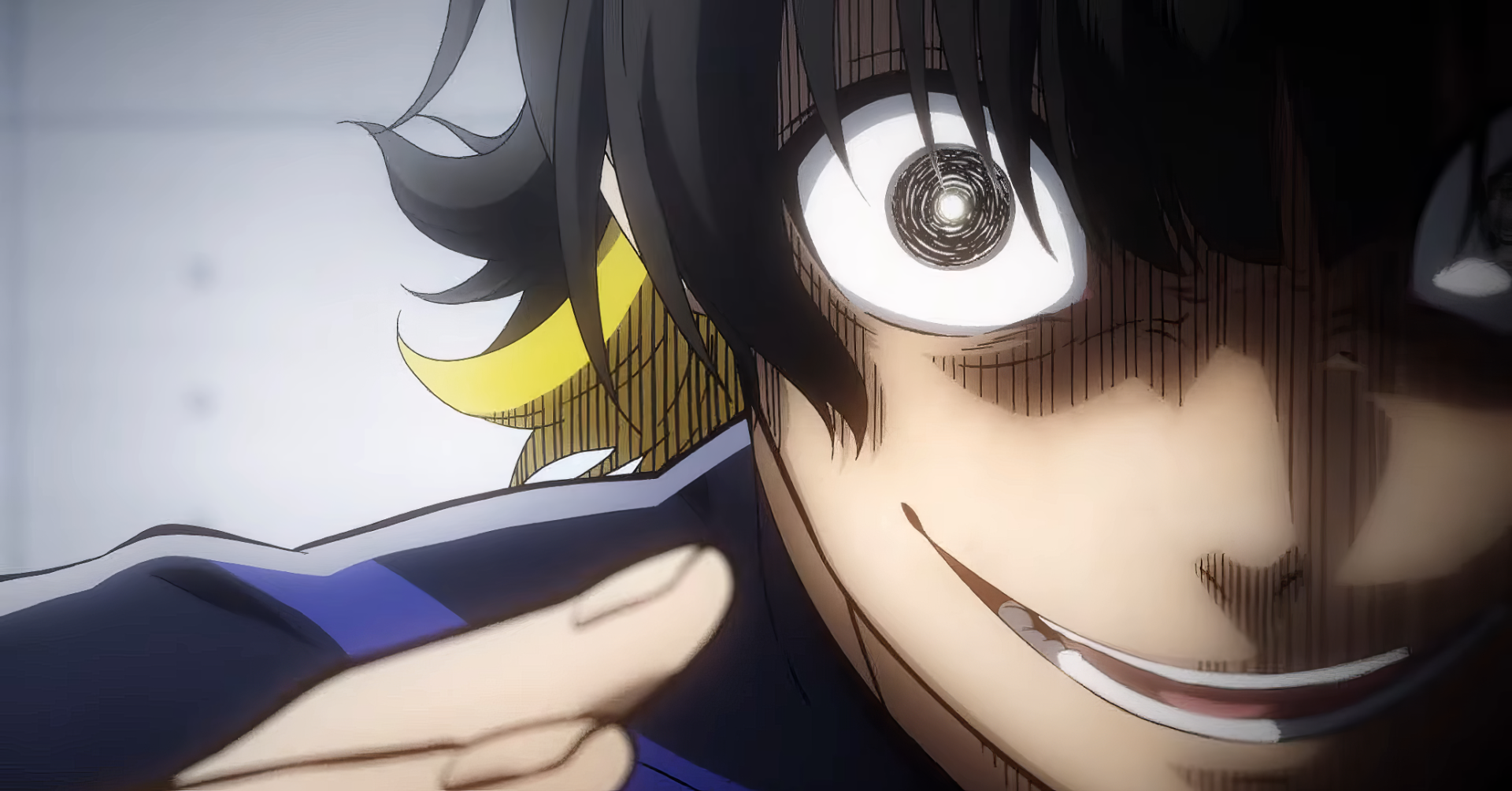 HD anime desktop wallpaper featuring Bachira Meguru from Blue Lock with intense expression and dynamic shading.