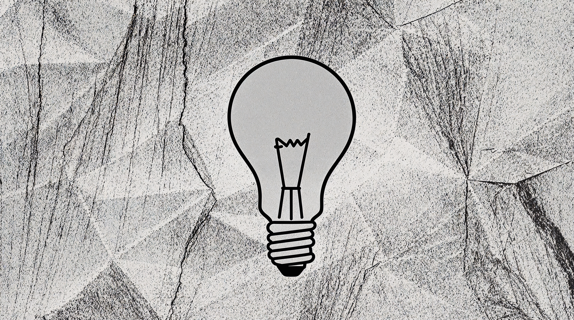 A minimalist illustration of a light bulb set against a textured gray background, creating a striking 4K Ultra HD PC desktop wallpaper and background focused on the theme of ideas.