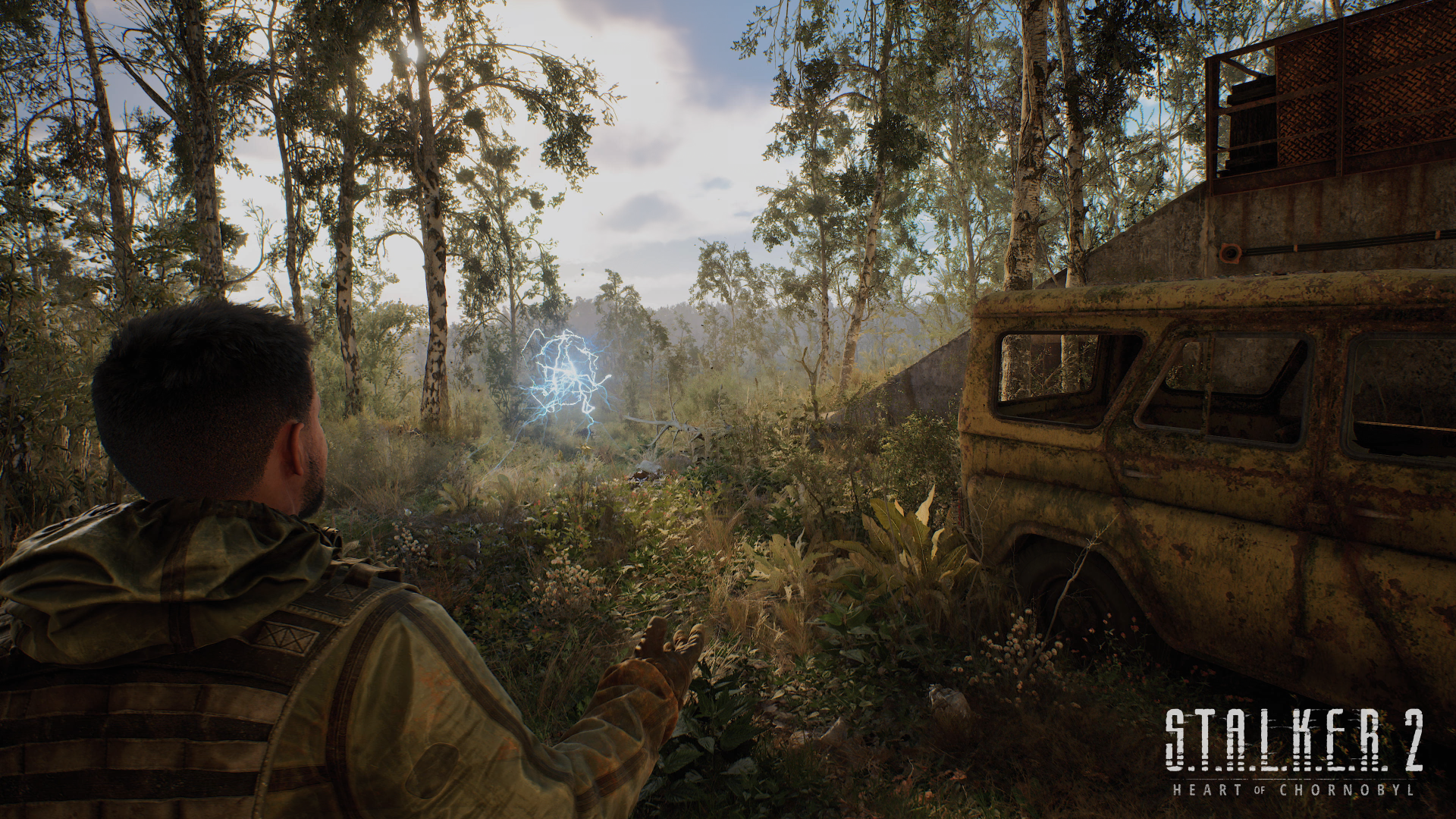 A character explores a lush, post-apocalyptic landscape in S.T.A.L.K.E.R. 2: Heart of Chernobyl, showcasing detailed graphics in this 4K Ultra HD PC desktop wallpaper.