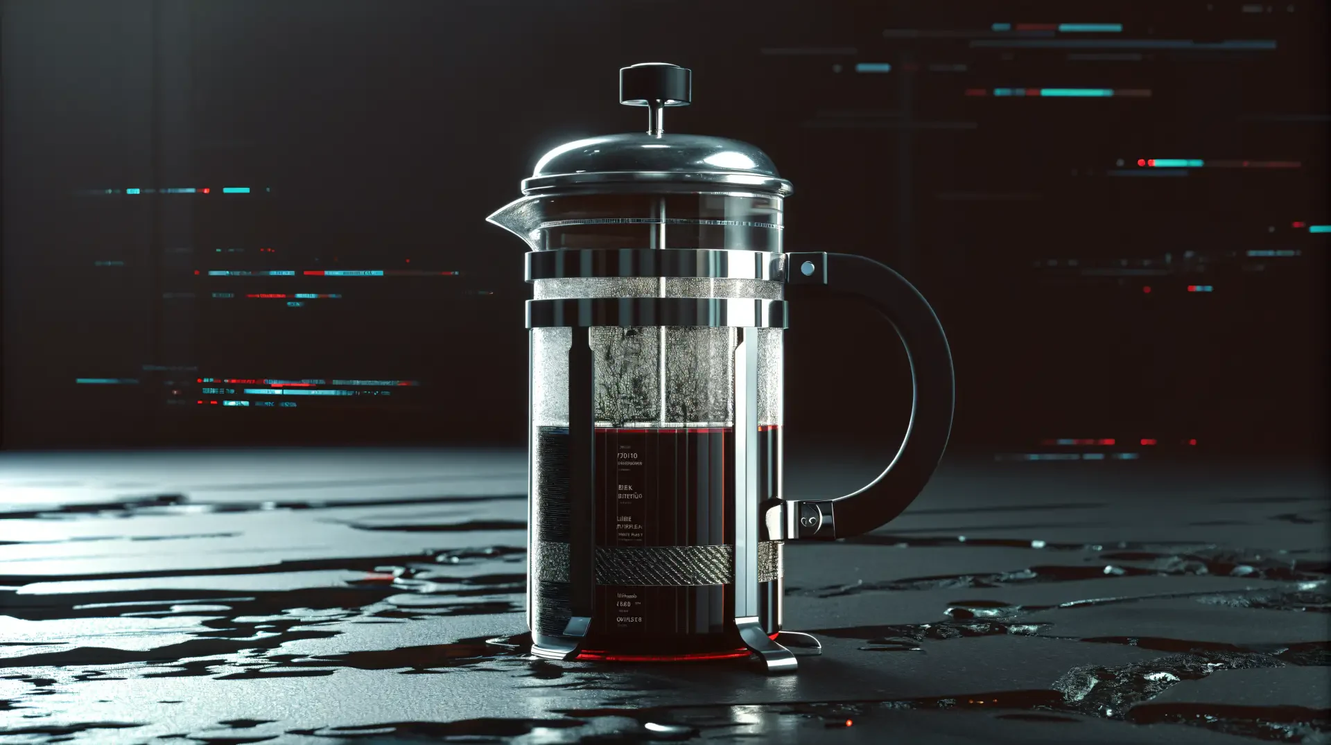 A sleek French press sits on a textured surface, showcasing its modern design. This 4K Ultra HD wallpaper captures the essence of coffee brewing in stunning detail.