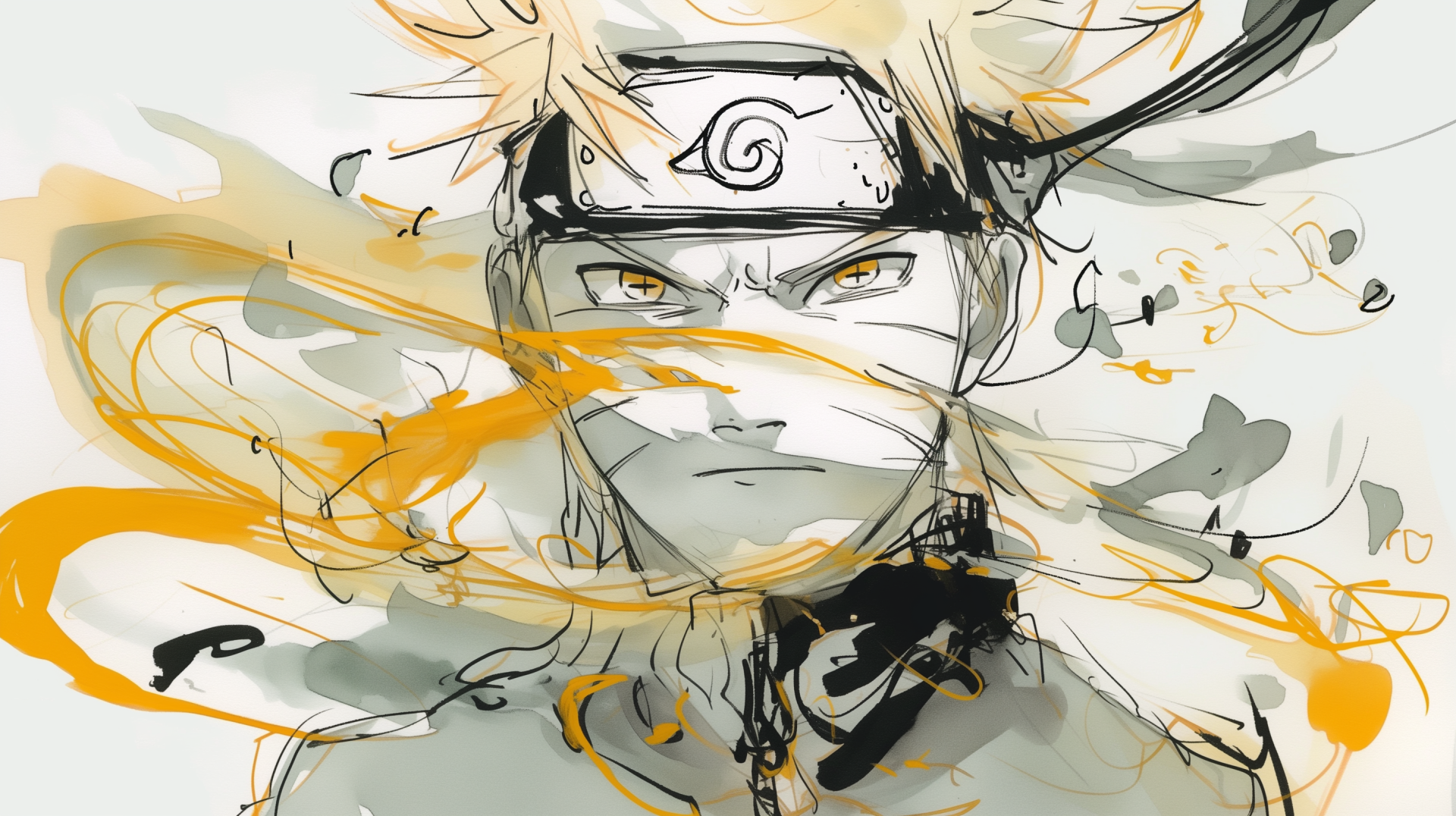 A striking HD desktop wallpaper featuring Naruto Uzumaki in Sage mode, capturing his intense expression and vibrant energy with dynamic, swirling colors. An artistic representation of rage in anime.