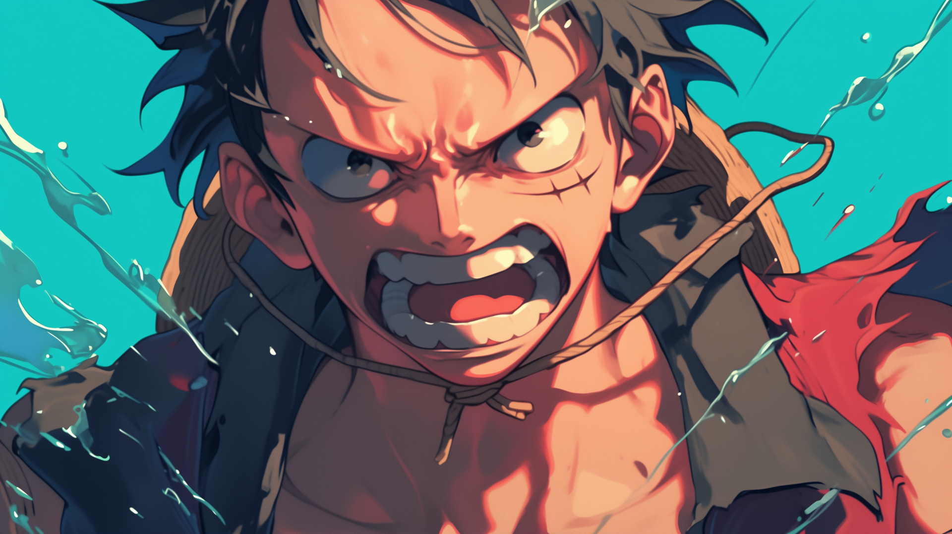 HD Wallpaper of Monkey D. Luffy: Rage Anime Action by patrika