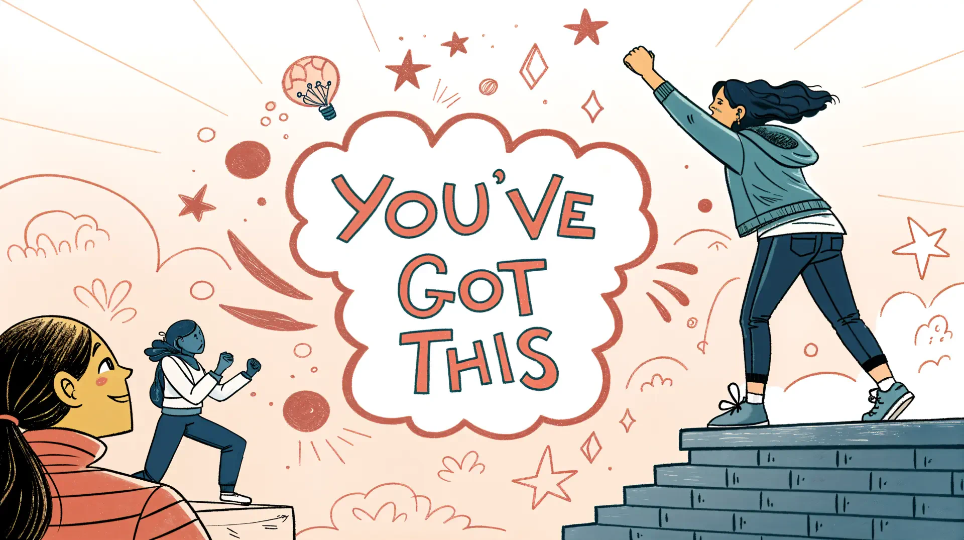 A vibrant 4K Ultra HD desktop wallpaper featuring the phrase You’ve Got This, showcasing two individuals celebrating and overcoming challenges against a dynamic, colorful background.