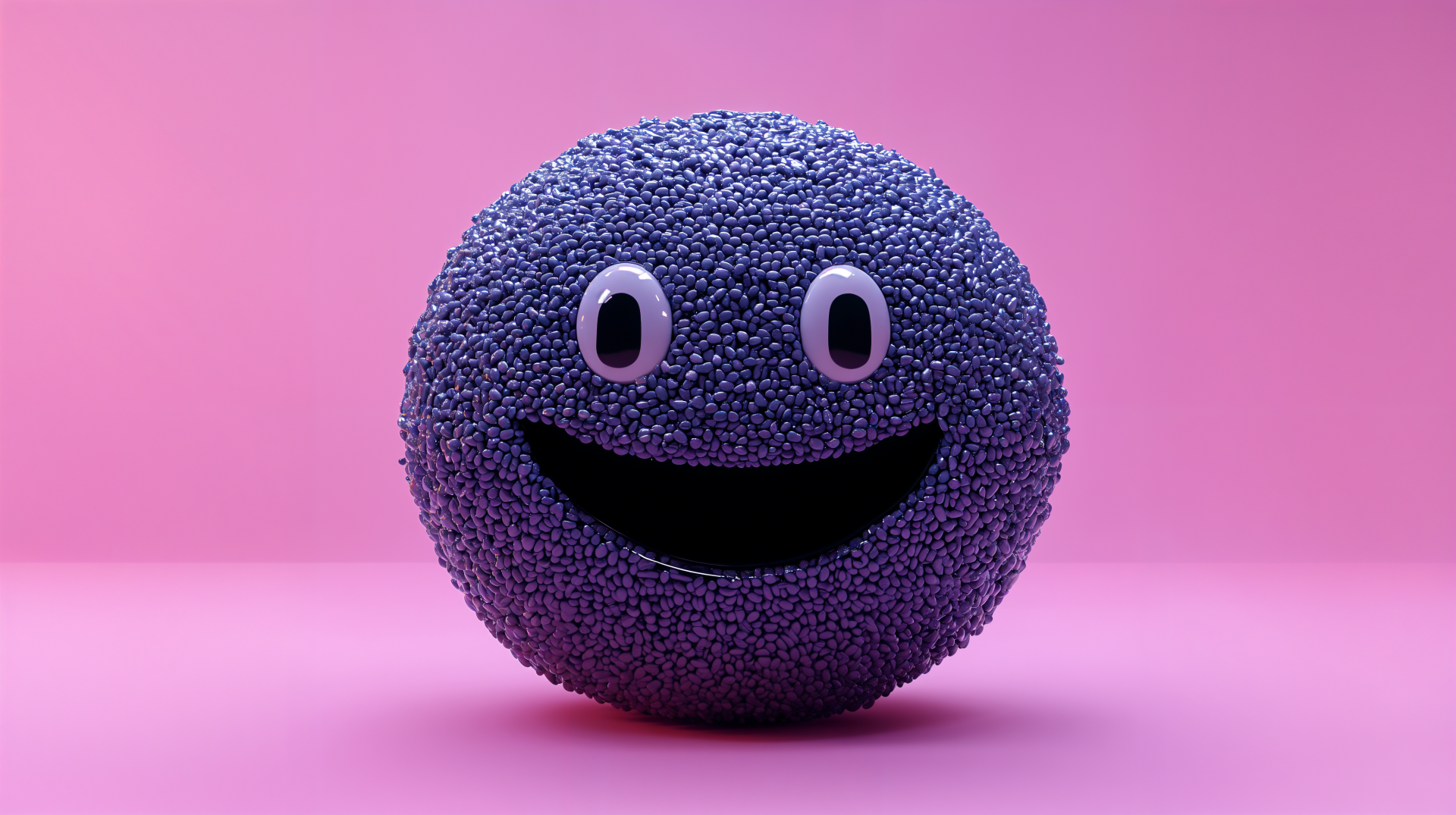 A vibrant 4K Ultra HD wallpaper featuring a playful, smiling chia seed character against a bright pink background, adding a cheerful touch to your desktop.