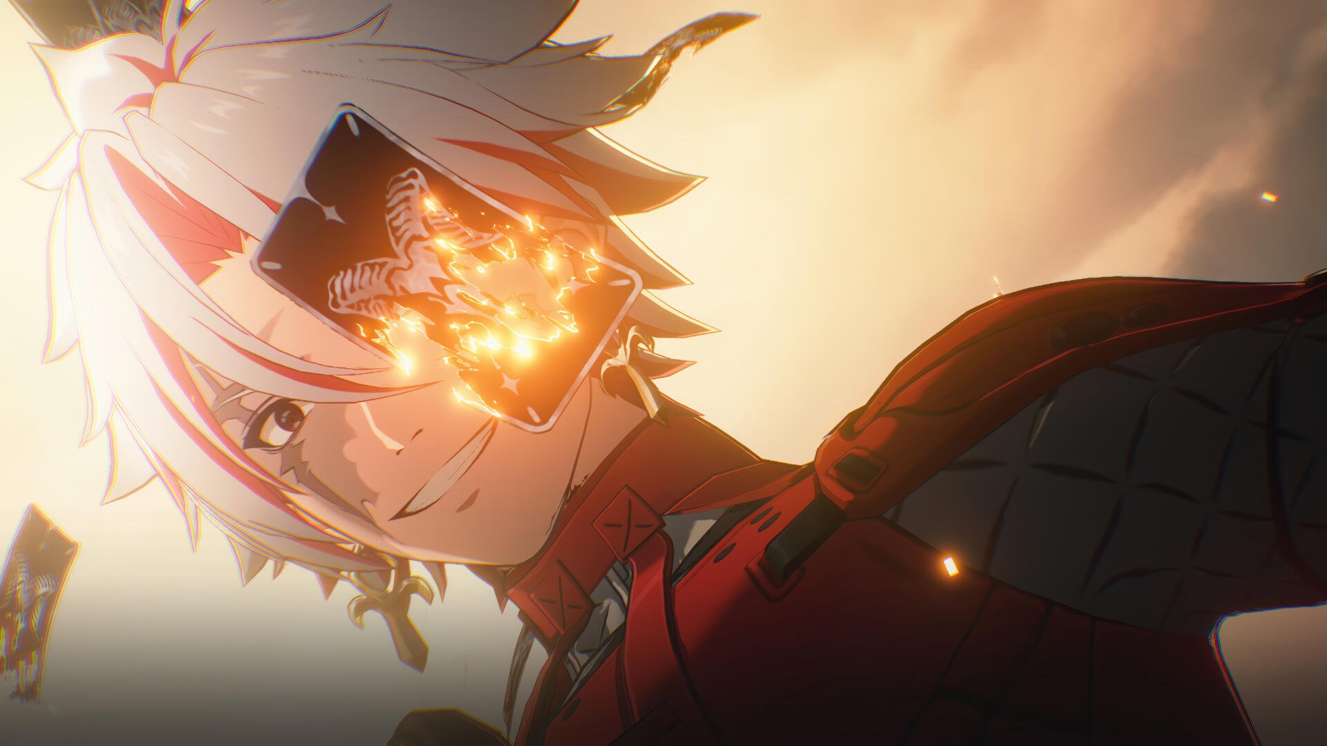 A stunning 4K Ultra HD wallpaper featuring Scar from Wuthering Waves, showcasing a character with striking white hair and glowing details, set against a dramatic background.