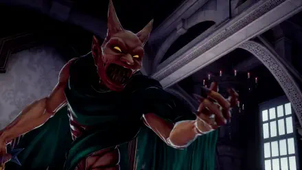 4K Ultra HD PC wallpaper featuring a menacing demonic creature from the video game Romancing SaGa 2: Revenge of the Seven, set in a gothic, candlelit interior.