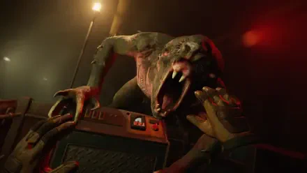 A chilling scene from the video game Metro Awakening, featuring a monstrous creature lunging towards a hand amidst a dark, atmospheric backdrop. HD desktop wallpaper.