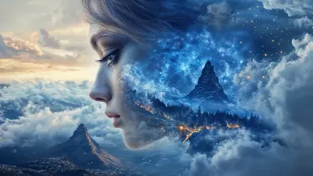 portrait woman cloud peak surreal HD Desktop Wallpaper | Background Image