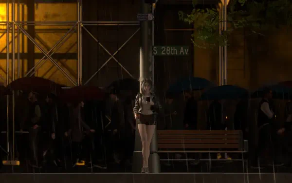 female character city rain People Forward HD Desktop Wallpaper | Background Image