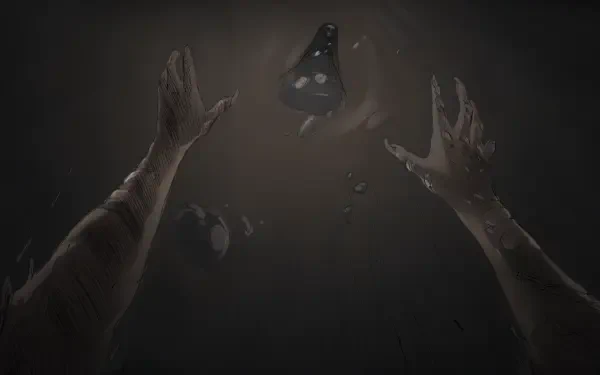 A gripping scene from the video game Slay the Princess — The Pristine Cut, featuring outstretched hands emerging from darkness, set as a 4K Ultra HD desktop wallpaper.