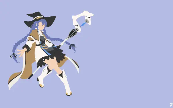 HD anime desktop wallpaper featuring Roxy Migurdia from Mushoku Tensei: Jobless Reincarnation in a dynamic pose with her staff and wizard attire.