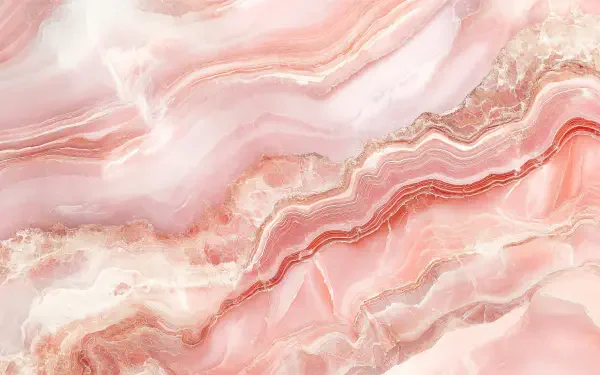 A stunning 4K Ultra HD wallpaper featuring a pink marble design, showcasing soft swirls and layers in various shades of pink for a vibrant aesthetic.