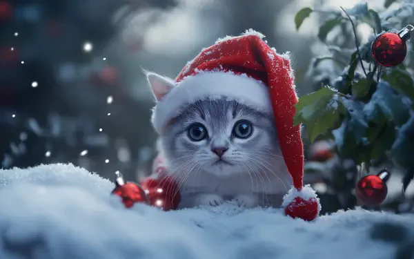 Adorable Christmas Cat - 4K Ultra HD Wallpaper by robokoboto