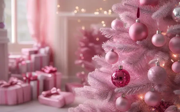 pink christmas Christmas pink tree ornaments holiday decorations HD Desktop Wallpaper | Background Image