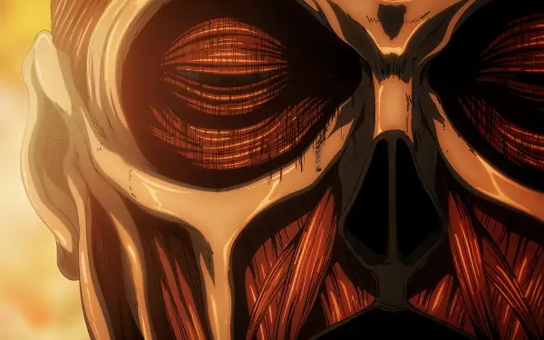 Close-up of the Colossal Titan from Attack on Titan the Movie: The Last Attack, showcased in a detailed 4K Ultra HD PC desktop wallpaper.
