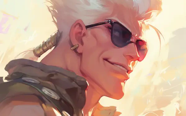 A vibrant HD wallpaper featuring Jean Pierre Polnareff from Jojo's Bizarre Adventure, showcasing his signature hairstyle and confident expression against a dynamic background.