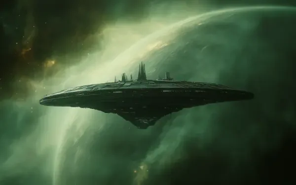 sci-fi environment space space station green planet HD Desktop Wallpaper | Background Image