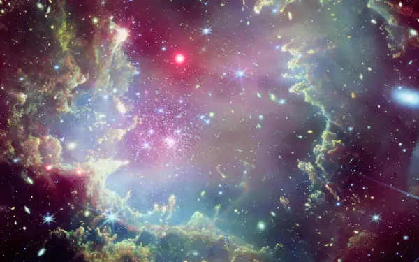 A vivid 4K Ultra HD image from the James Webb Space Telescope showcasing a stunning galaxy, filled with colorful cosmic elements and deep space beauty.