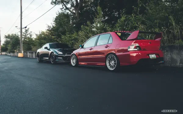 car Mitsubishi Lancer Evolution IX Nissan GT-R R35 HD Desktop Wallpaper | Background Image